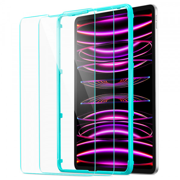 Folie de protectie Ecran ESR pentru Apple iPad Pro 12.9 (2022) / Pro 12.9 (2021) / Pro 12.9 (2020), Sticla Securizata, Full Glue, Set 2 bucati