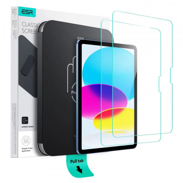 Folie de protectie Ecran ESR UltraFit pentru Apple iPad (2025) / (2022), Sticla Securizata, Full Glue, Set 2 bucati