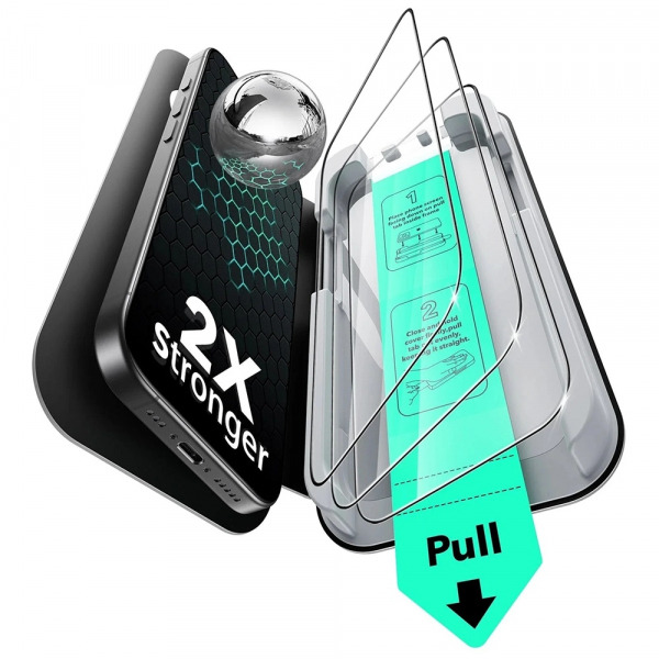 Folie de protectie Ecran ESR UltraFit pentru Apple iPhone 17 / 16 Pro, Sticla Securizata, Full Glue, Set 3 bucati