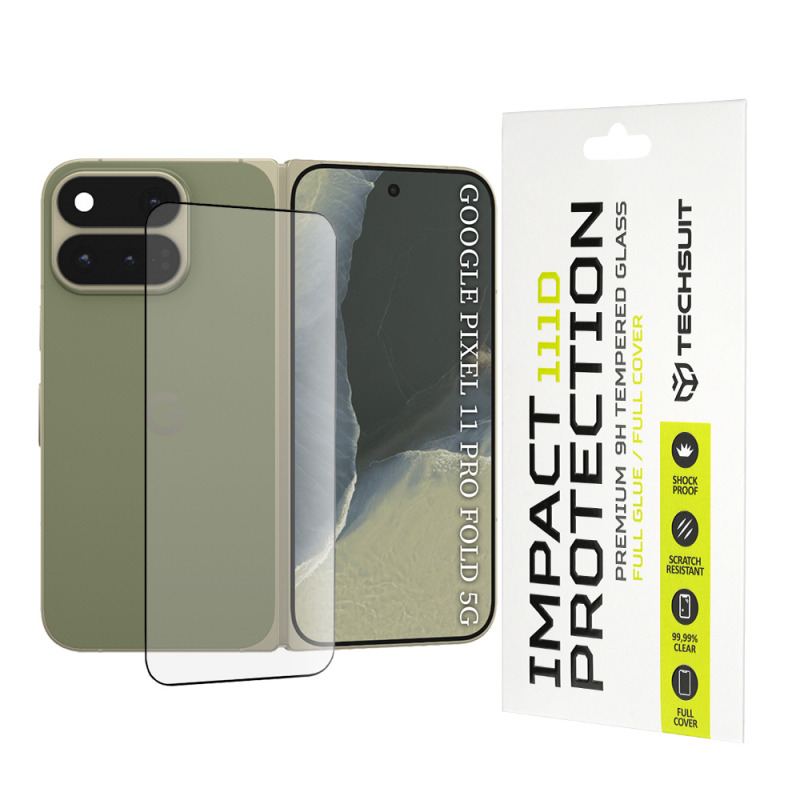 Folie de protectie Ecran Exterior Techsuit pentru Google Pixel 11 Pro Fold, Sticla Securizata, Full Glue, 111D, Neagra