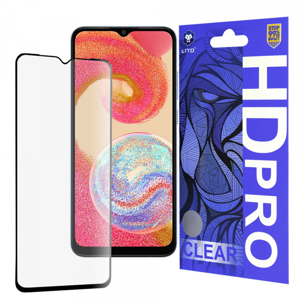 Folie de protectie Ecran Lito HD Pro Clear pentru Samsung Galaxy A04e A042 / M04 M045, Sticla Securizata, Full Glue, Neagra