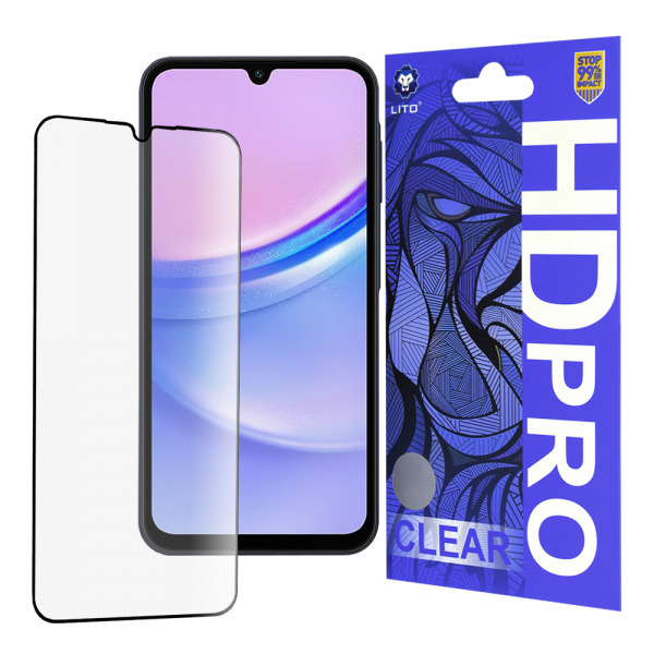 Folie de protectie Ecran Lito HD Pro Clear pentru Samsung Galaxy A15 5G A156 / A15 A155 / A25 A256 / A24 4G A245, Sticla Securizata, Full Glue, Neagra