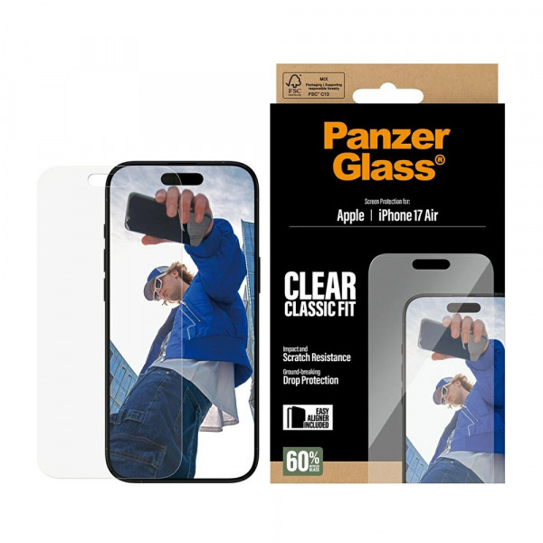 Folie de protectie Ecran PanzerGlass Classic Fit EasyAligner pentru Apple iPhone 17 Air, Sticla Securizata, Full Glue