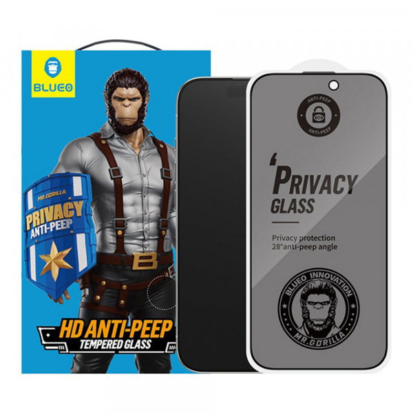 Folie de protectie Ecran Privacy Blueo Anti-Peep pentru Apple iPhone 17 Air, Sticla Securizata, Full Glue