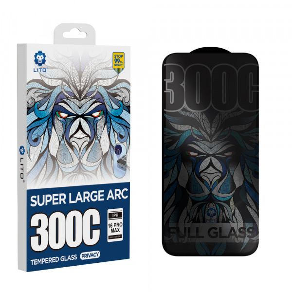 Folie de protectie Ecran Privacy Lito D+ Max 300C pentru Apple iPhone 15 Pro Max, Sticla Securizata, Full Glue