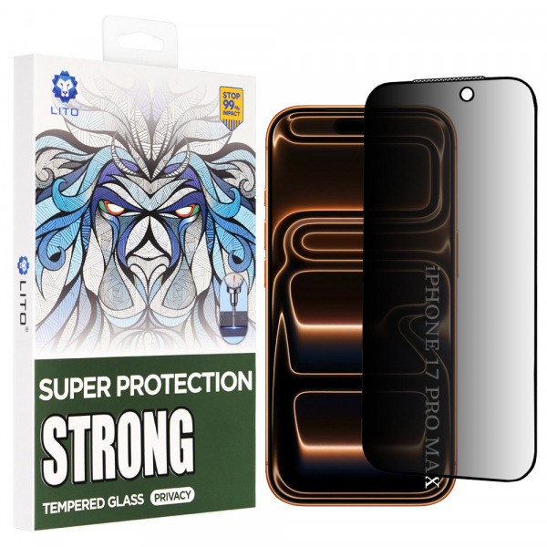 Folie de protectie Ecran Privacy Lito D+ Max Strong pentru Apple iPhone 17 Pro Max, Sticla Securizata, Full Glue