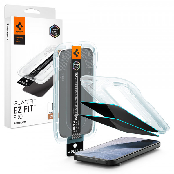 Folie de protectie Ecran Privacy Spigen GlastR EZ FIT Pro pentru Google Pixel 11 / 10, Sticla Securizata, Full Glue, Set 2 bucati AGL11546