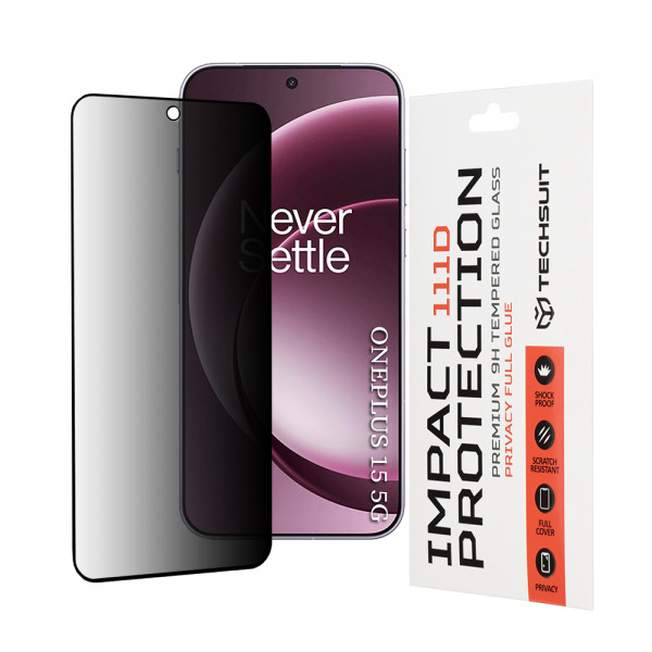 Folie de protectie Ecran Privacy Techsuit pentru OnePlus 15, Sticla Securizata, 111D