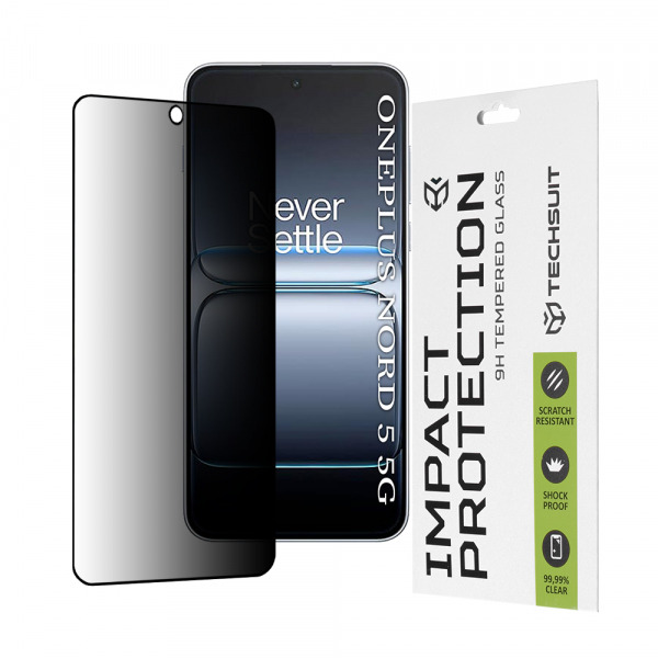 Folie de protectie Ecran Privacy Techsuit pentru OnePlus Nord 5, Sticla Securizata, Full Glue, 111D
