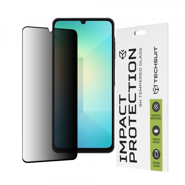 Folie de protectie Ecran Privacy Techsuit pentru Samsung Galaxy A06 A065, Sticla Securizata, Full Glue, 111D
