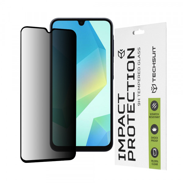 Folie de protectie Ecran Privacy Techsuit pentru Samsung Galaxy A16 5G A166 / A16 4G A165, Sticla Securizata, Full Glue, 111D