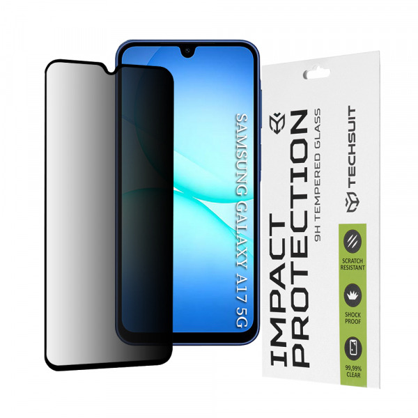 Folie de protectie Ecran Privacy Techsuit pentru Samsung Galaxy A17 4G A175 / A17 5G A176 / A16 5G A166, Sticla Securizata, Full Glue, 111D