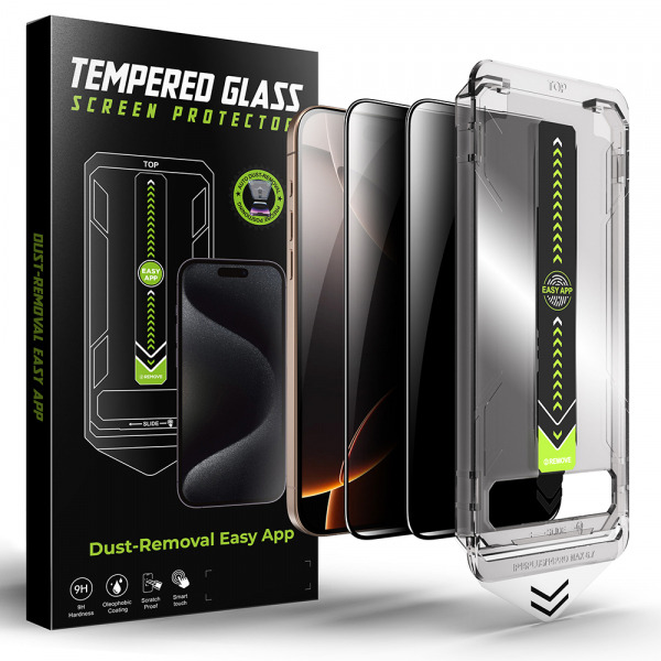 Folie de protectie Ecran Privacy Techsuit TitanGlass pentru Apple iPhone 16 Pro Max, Sticla Securizata, Full Glue, Set 2 bucati