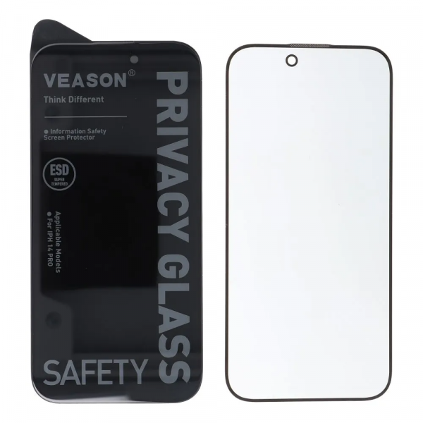 Folie de protectie Ecran Privacy Veason pentru Apple iPhone 16 Pro, Sticla Securizata, Full Glue, 6D