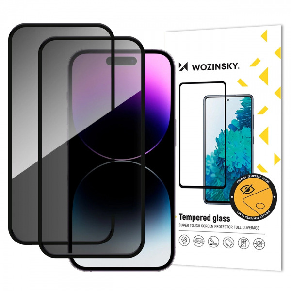 Folie de protectie Ecran Privacy WZK AntiSpy pentru Apple iPhone 18 Pro / 17 Pro, Sticla Securizata, Full Glue, Set 2 bucati