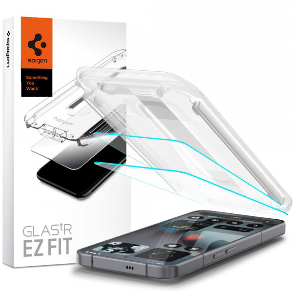 Folie de protectie Ecran Spigen GlastR EZ FIT pentru Nothing Phone (3), Sticla Securizata, Full Glue, Set 2 bucati AGL10165