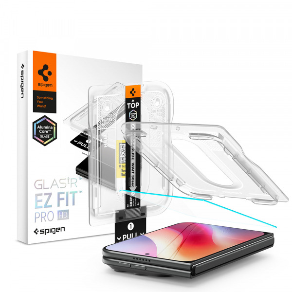 Folie de protectie Ecran Exterior Spigen GlastR EZ FIT Pro HD pentru Apple iPhone Duo, Sticla Securizata, Full Glue AGL12014