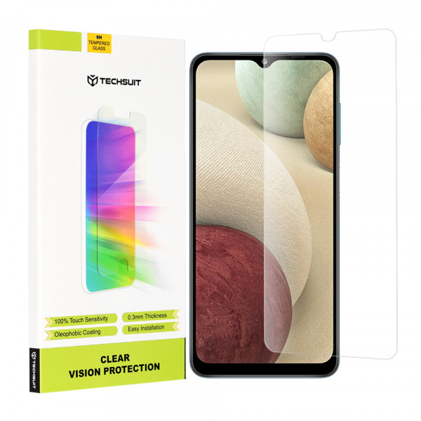 Folie de protectie Ecran Techsuit Clear Vision pentru Samsung Galaxy F12 F127 / A12 Nacho A127 / M02 M022 / M12 M127, Sticla Securizata, Full Glue