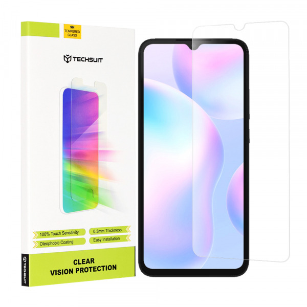Folie de protectie Ecran Techsuit Clear Vision pentru Xiaomi Redmi 10A / 9AT / 9C NFC / 9C / 9A, Sticla Securizata, Full Glue