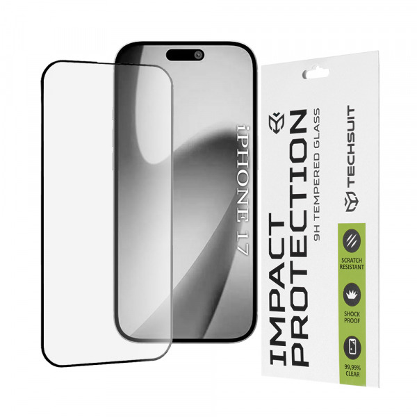 Folie de protectie Ecran Techsuit pentru Apple iPhone 17, Sticla Securizata, Full Glue, 111D, Neagra