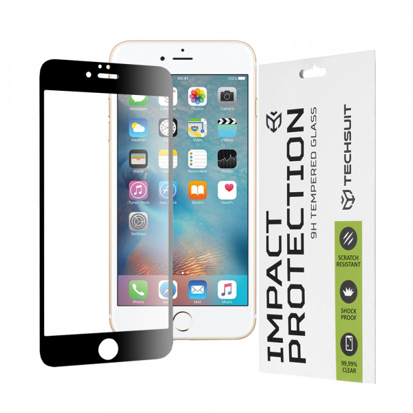 Folie de protectie Ecran Techsuit pentru Apple iPhone 6s Plus / 6 Plus, Sticla Securizata, Full Glue, 111D, Neagra