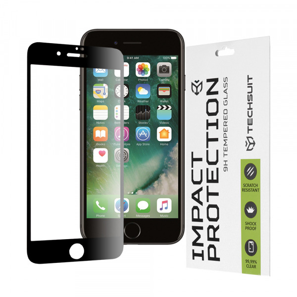 Folie de protectie Ecran Techsuit pentru Apple iPhone 8 Plus / 7 Plus, Sticla Securizata, Full Glue, 111D, Neagra