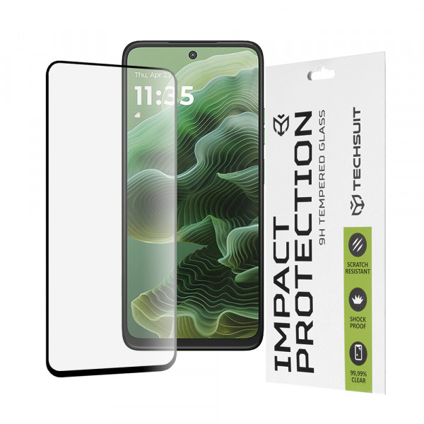 Folie de protectie Ecran Techsuit pentru Motorola Moto G56 / G35, Sticla Securizata, Full Glue, 111D, Neagra