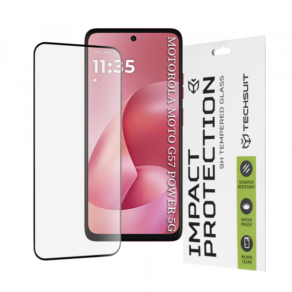 Folie de protectie Ecran  Techsuit pentru Motorola Moto G67 Power / G57 Power, Sticla Securizata, Full Glue, 111D, Neagra