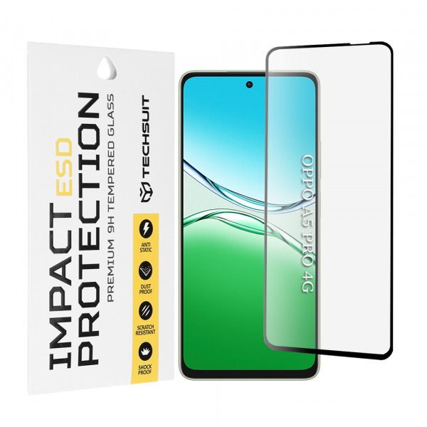 Folie de protectie Ecran Techsuit pentru Oppo A5 Pro 4G / A5 Pro, Sticla Securizata, Full Glue, Neagra