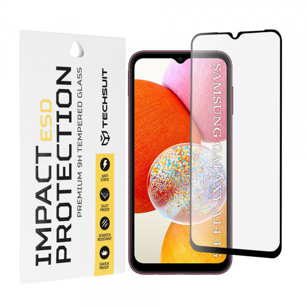 Folie de protectie Ecran Techsuit pentru Samsung Galaxy A14 A145 / A14 5G A146, Sticla Securizata, Full Glue, Neagra