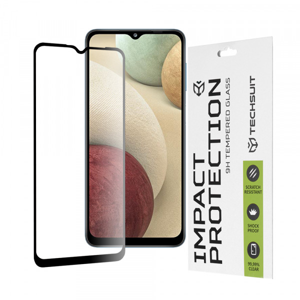 Folie de protectie Ecran Techsuit pentru Samsung Galaxy F12 F127 / A12 Nacho A127 / M02 M022 / M12 M127, Sticla Securizata, Full Glue, 111D, Neagra