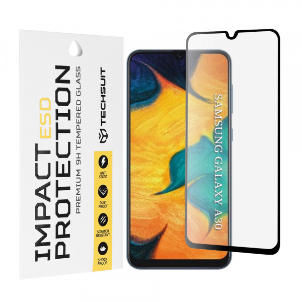 Folie de protectie Ecran Techsuit pentru Samsung Galaxy M31 M315 / M21 M215 / A50s A507 / A30s A307 / M30s M307, Sticla Securizata, Full Glue, Neagra