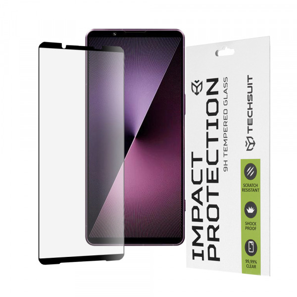 Folie de protectie Ecran Techsuit pentru Sony Xperia 1 VII, Sticla Securizata, Full Glue, 111D, Neagra