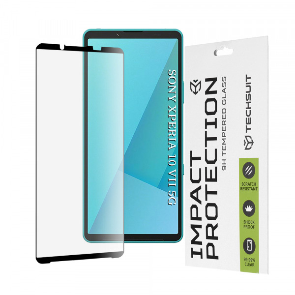 Folie de protectie Ecran Techsuit pentru Sony Xperia 10 VII, Sticla Securizata, Full Glue, 111D, Neagra