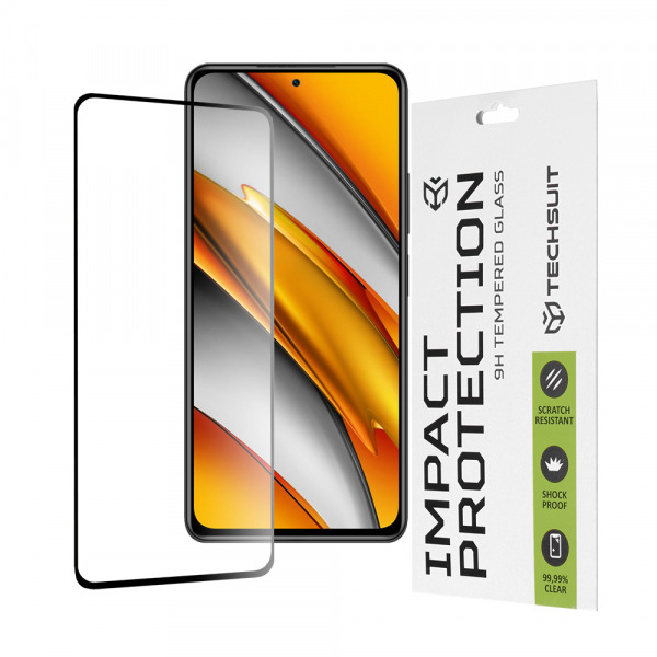 Folie de protectie Ecran Techsuit pentru Xiaomi Poco F3 / Mi 11i, Sticla Securizata, Full Glue, 111D, Neagra