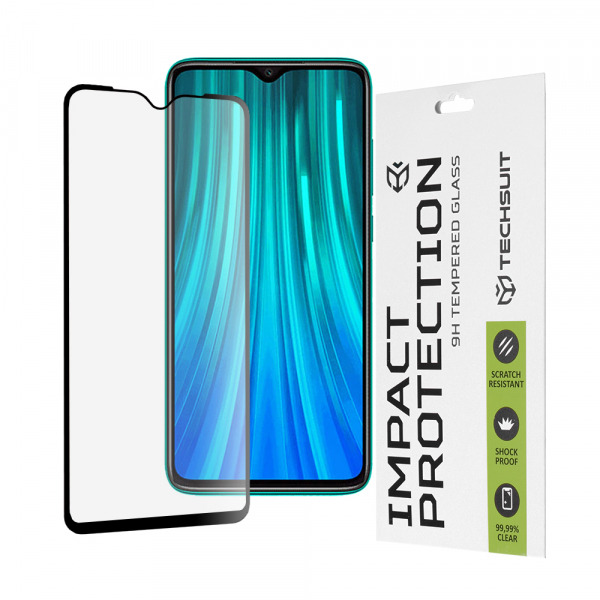 Folie de protectie Ecran Techsuit pentru Xiaomi Redmi Note 8 Pro, Sticla Securizata, Full Glue, 111D, Neagra
