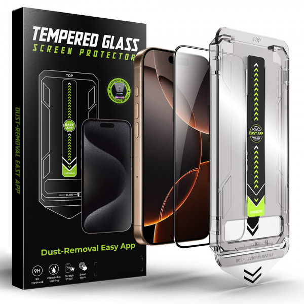 Folie de protectie Ecran Techsuit TitanGlass pentru Apple iPhone 17e / 16e / 14 / 13 Pro, Sticla Securizata, Full Glue, Neagra