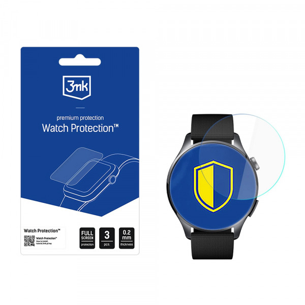 Folie Protectie 3MK Arc pentru Xiaomi Watch 5, Set 3 bucati, Plastic