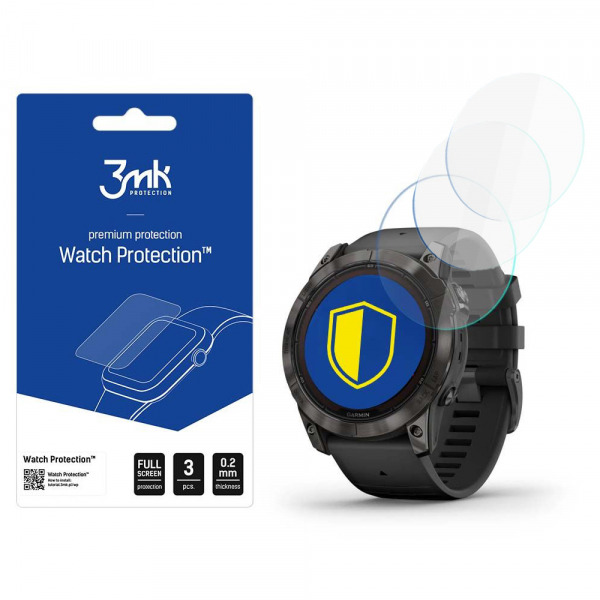 Folie Protectie 3MK FlexibleGlass pentru Garmin Fenix 7X Pro Solar, Set 3 bucati, Sticla Flexibila