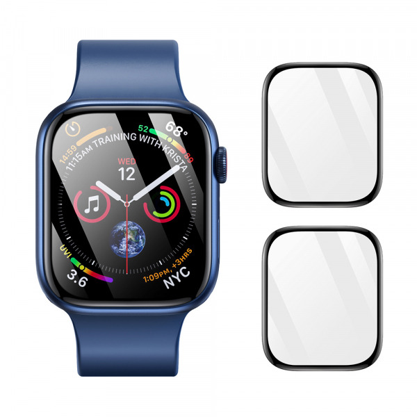 Folie Protectie DUX DUCIS PMMA pentru Apple Watch 9 / 8 / 7 41mm Series, Set 2 bucati, Sticla Securizata, Neagra
