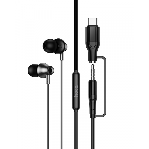 Handsfree 3.5mm / USB-C HOCO M119A, Negru