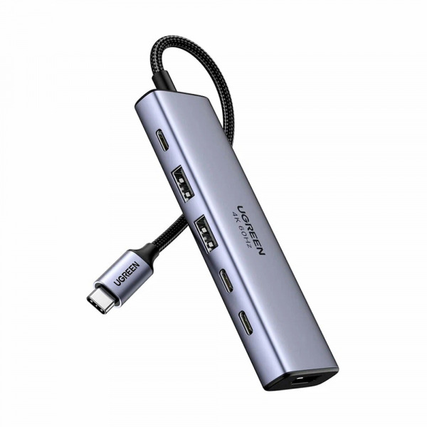 Hub USB-C UGREEN CM511 (35999), 2 x USB-A 3.2 - 3 x USB-C - 1 x HDMI, Gri