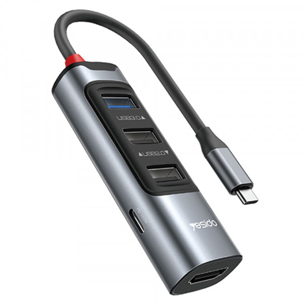 Hub USB-C Yesido HB22, 5in1, Gri