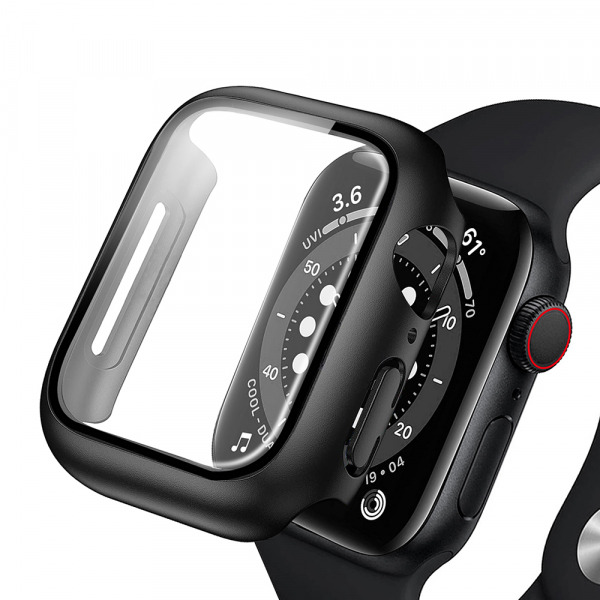 Husa Anank Screen Guard pentru Apple Watch Series 7 41mm, Neagra