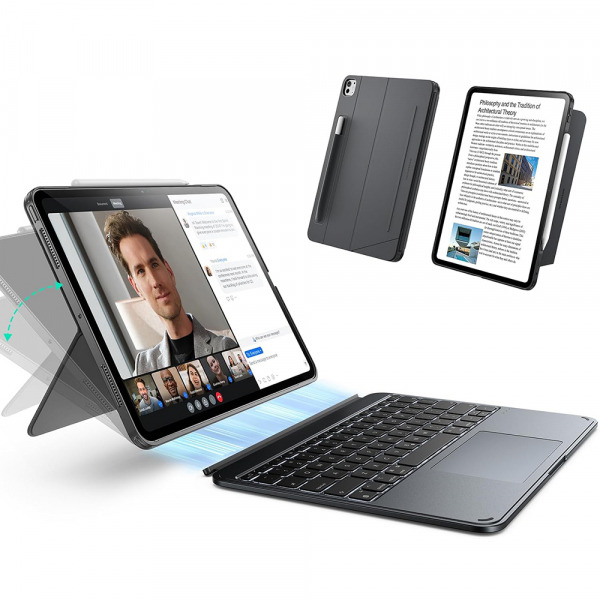 Husa cu Tastatura pentru Apple iPad Pro 11 (2024), ESR, Shift, Gri