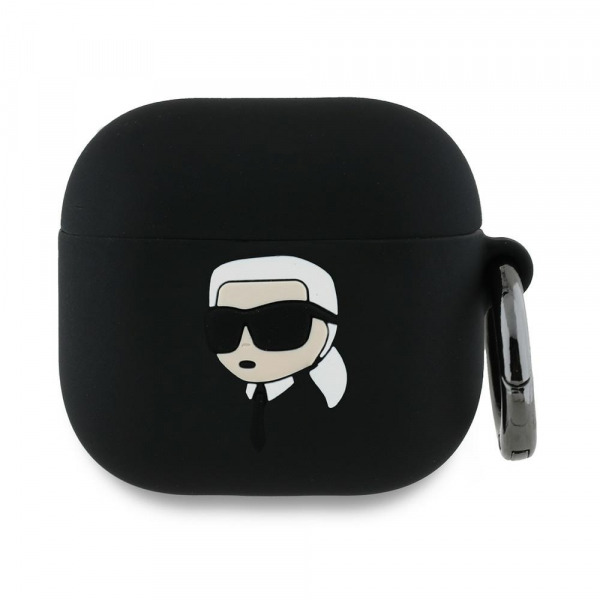 Husa Karl Lagerfeld 3D Karl's Head pentru Apple AirPods 4, Neagra