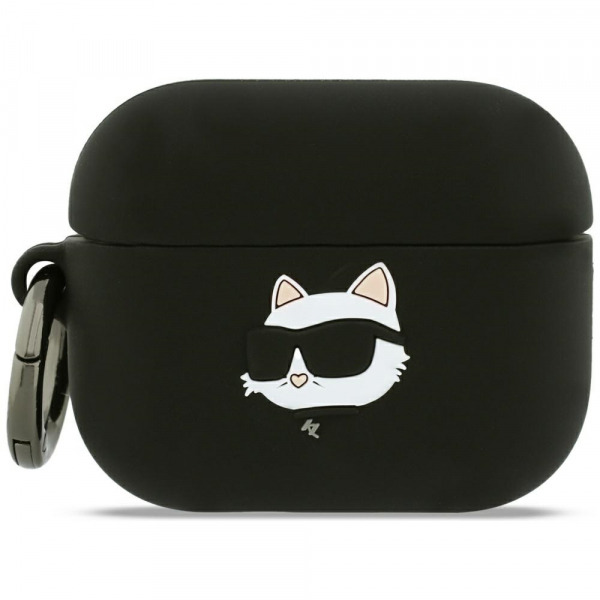 Husa Karl Lagerfeld Silicone Choupette's Head 3D pentru Apple AirPods Pro 3, Neagra