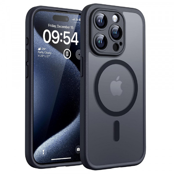 Husa MagSafe pentru Apple iPhone 14 Pro, Techsuit, PureFrost, Neagra Satinata