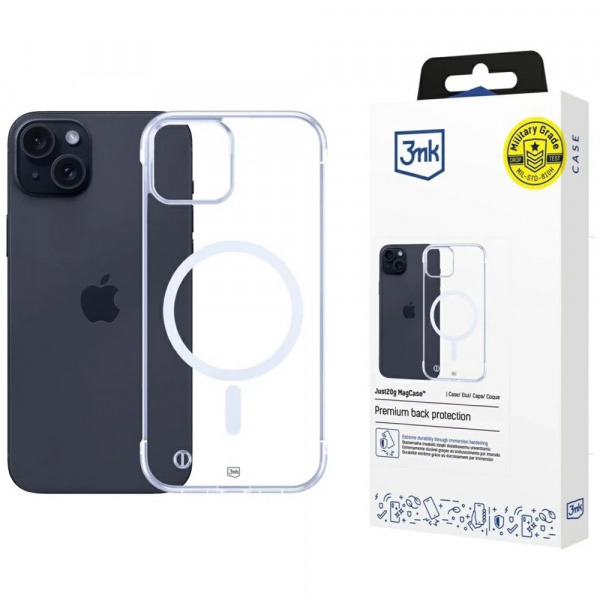 Husa MagSafe pentru Apple iPhone 15, 3MK, Just20g, Transparenta