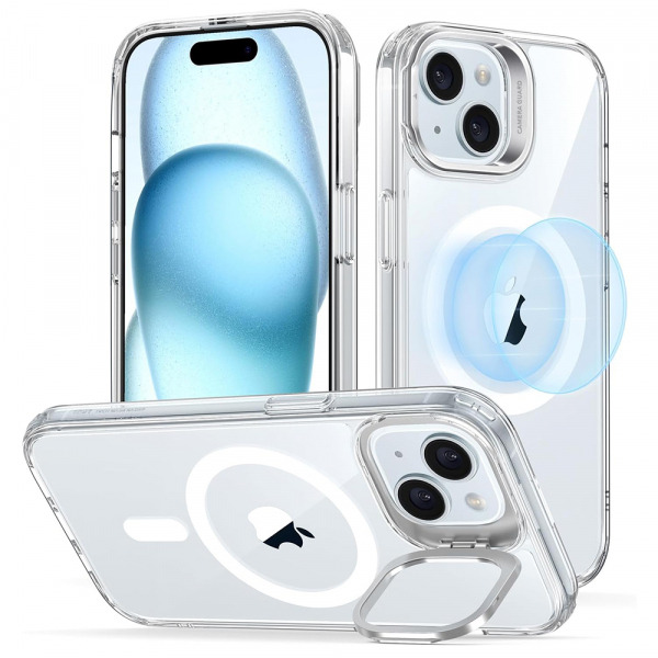 Husa MagSafe pentru Apple iPhone 15 Plus, ESR, Classic Hybrid Kickstand, Transparenta